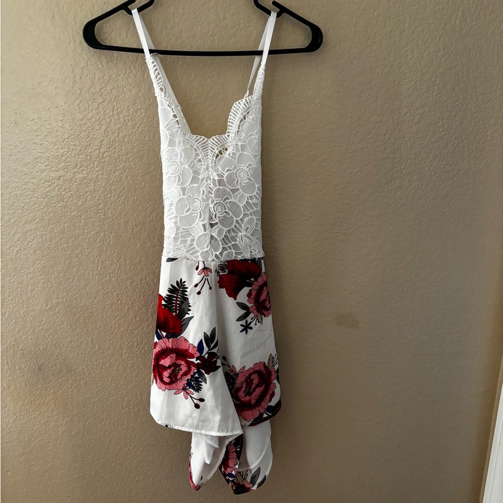 Floral and lace romper
